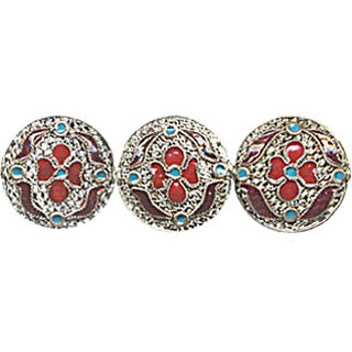 ENAMEL FLOWER DISC 21MM RUST RED