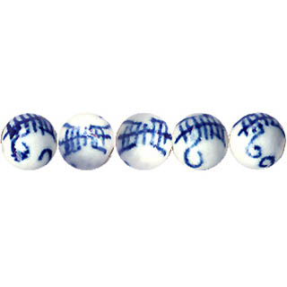PORCELAIN ROUND 10MM WHITE AND BLUE
