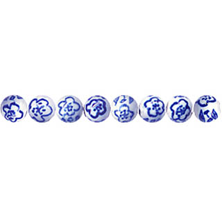 PORCELAIN ROUND 8MM WHITE AND BLUE