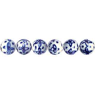 PORCELAIN ROUND 9MM WHITE AND BLUE