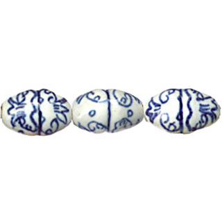PORCELAIN RICE 12X19MM WHITE AND BLUE