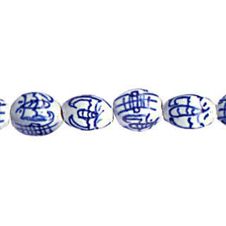 PORCELAIN 4 SIDE RICE 10X12MM WHITE AND BLUE