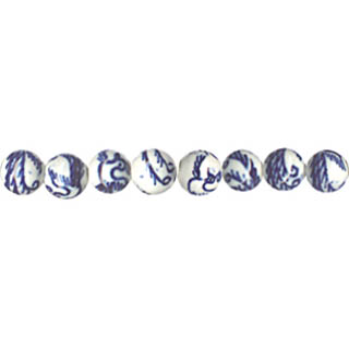 PORCELAIN ROUND 8MM WHITE AND BLUE
