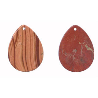 FLAT PEAR 30X40MM RED JASPER
