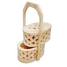 OX BONE CARVED BASKET